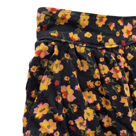 BP Women Black Floral Print Easy Pleated Mini Elastic Waist Short NWOT XXS 0022 - Picture 7 of 11